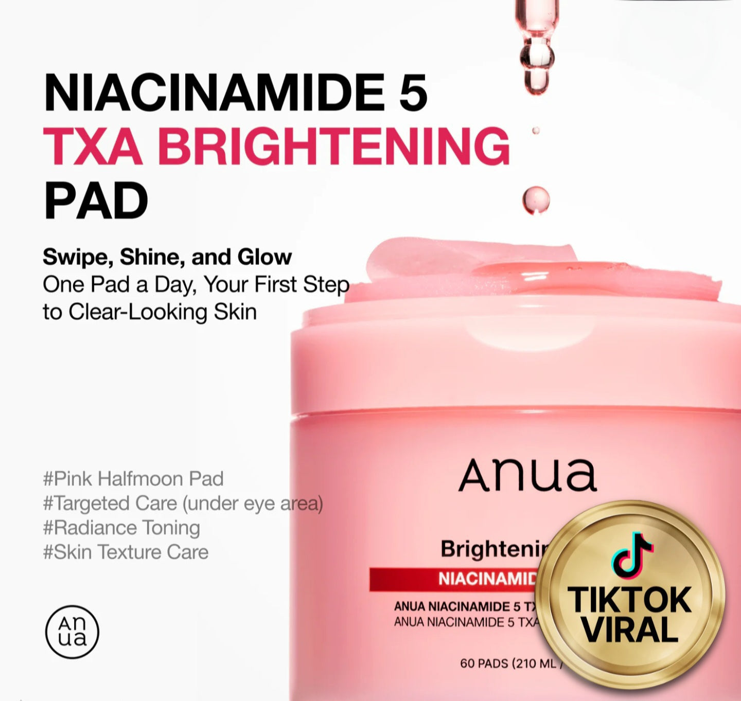 Anua Brightening Niacinamide 5 + TXA 210ml, 60 pads